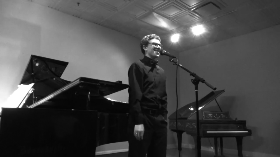 Ryan Marsh prepares to sing solo.