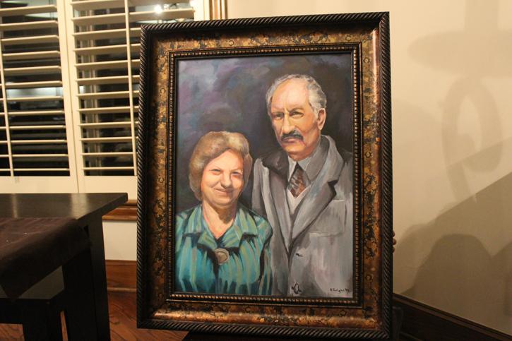 An untitled painting by Bahar Tarighi of her grandparents.