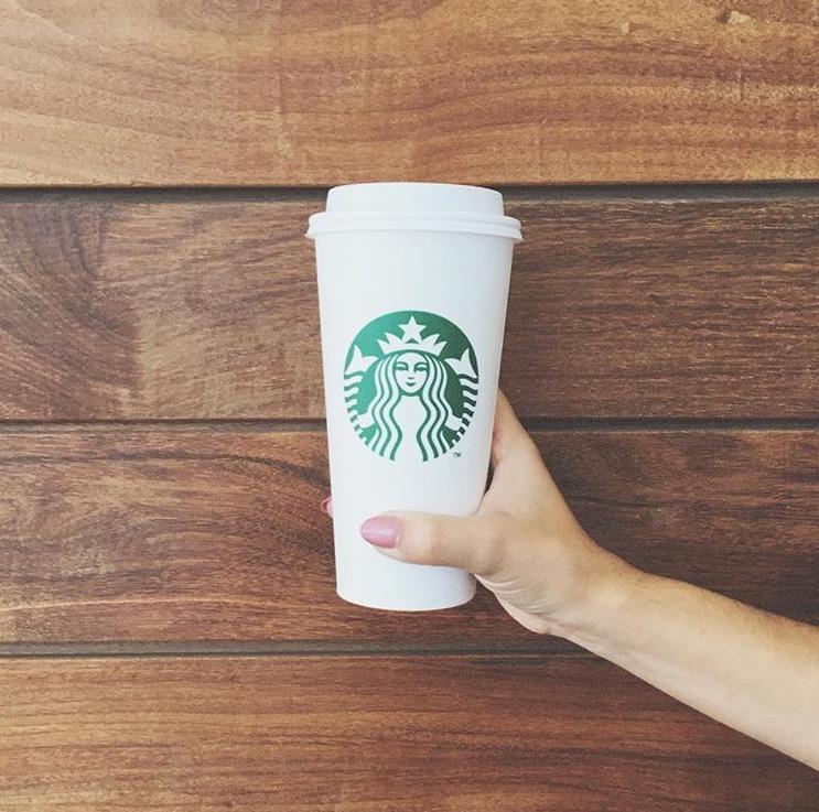 A starbucks lover enjoying the secret menu.