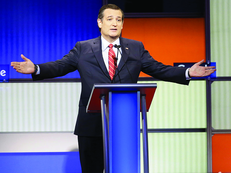 Senator Ted Cruz (R-TX) giving a speech.