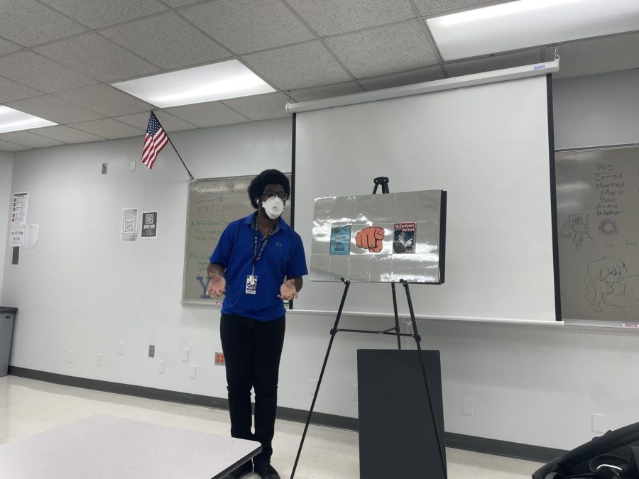 Christopher Lorde, senior, practices his speech in preparation for the Yale tournament.