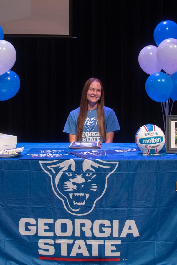 Ebarb's individual table in the Plano West Auditorium